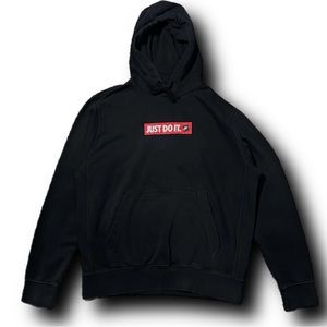 Nike Black baggy boxy hoodie with red “just do it” logo in the center size L